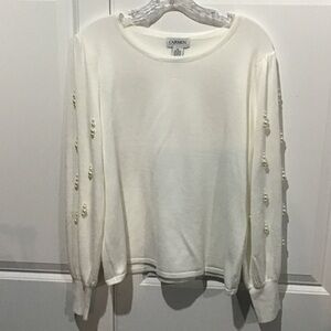 Carmen Marc Valvo Sweater w/Pearls